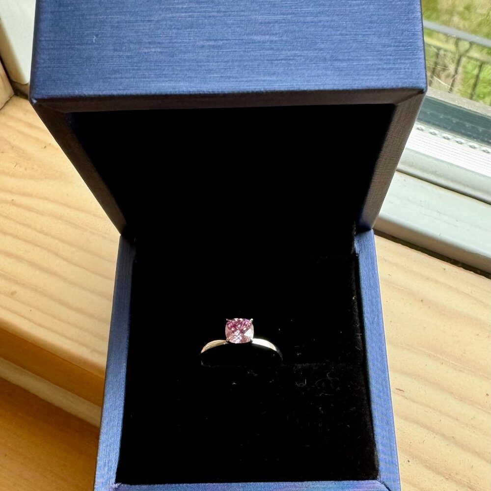 18k Gold Pink Moissanite Ring